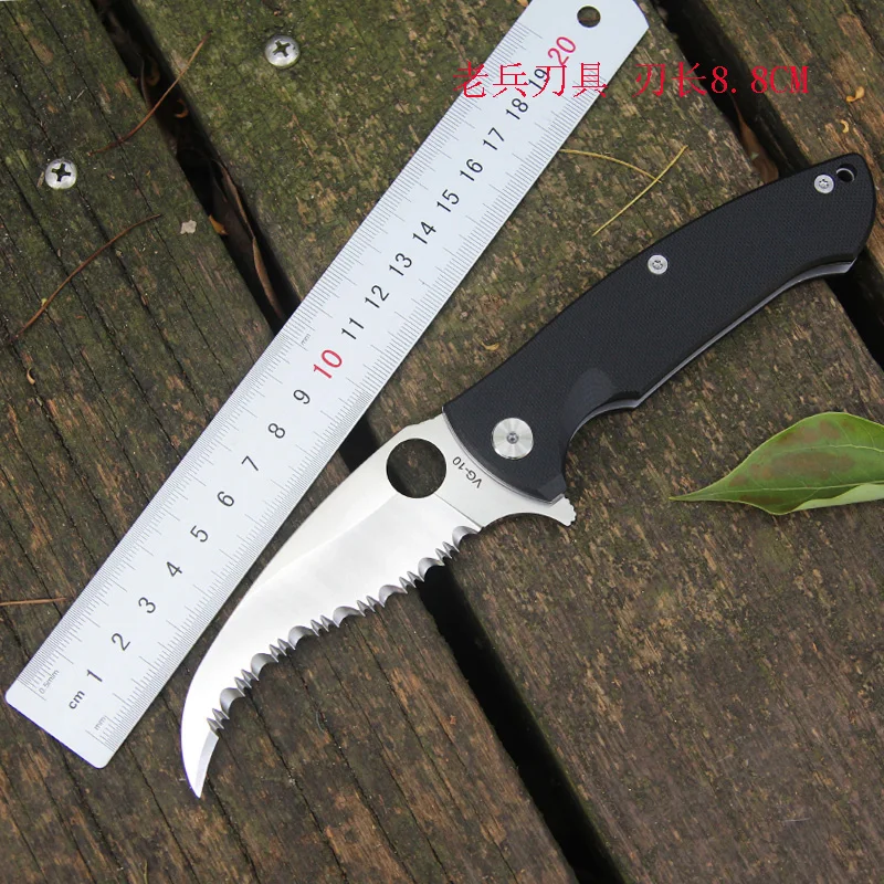 

Mack Walker RH12 VG10 folding knife serrated blade G10 handle pocket camping self-defense rescue walking hunting tool