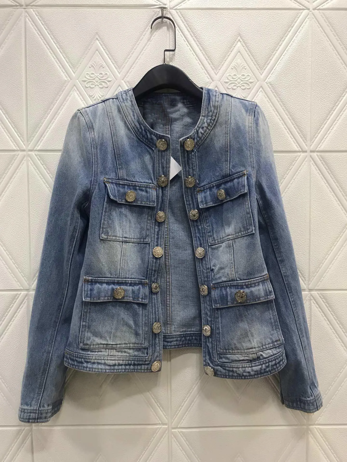 2019FW Новая женская Повседневная джинсовая куртка пальто Женская двубортная модная верхняя одежда пальто ddxgz2 8,22