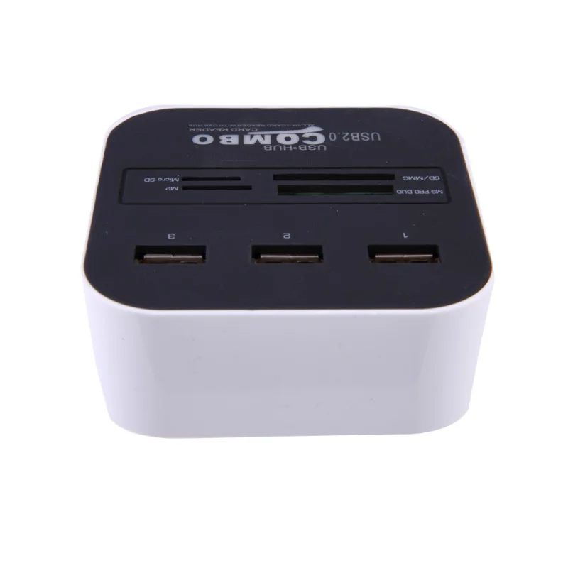 Белый Универсальный 3 Порты и разъёмы USB кардридер мульти-Сплиттер комбо для портативных ПК Поддержка микро TF SD M2 MS SDHC MMC карты USB Hub 2,0 - Цвет: Белый