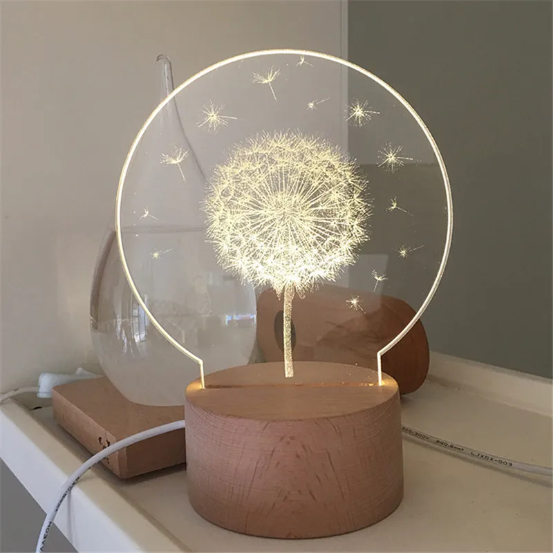 

Ins 3d Nightlight Creative Nordic Christmas Deer Christmas Tree Merry-go-round Dandelion Moon Lamp