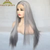 Vogue Queen Sliver Grey Synthetic Lace Front Wig  Long Straight High Temperature Fiber Daily Wear For Women ► Photo 1/6