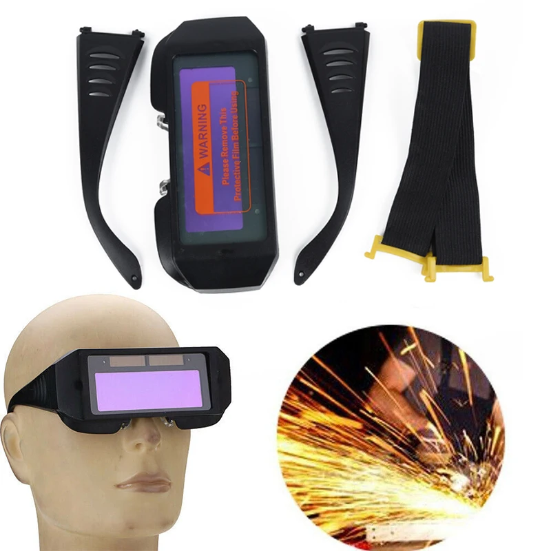 Welder Goggle Solar Powered Auto Darkening Mask Helmet Glasses Protective Set