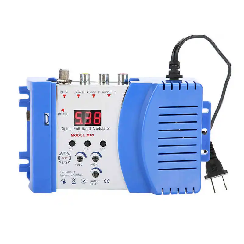 Digital RF Modulator M69 RF Modulator AV-RF AV-TV Converter VHF UHF PAL/NTSC for Satellite Receivers/Video Camerads Compatible for Local CATV System digital rf modulator
