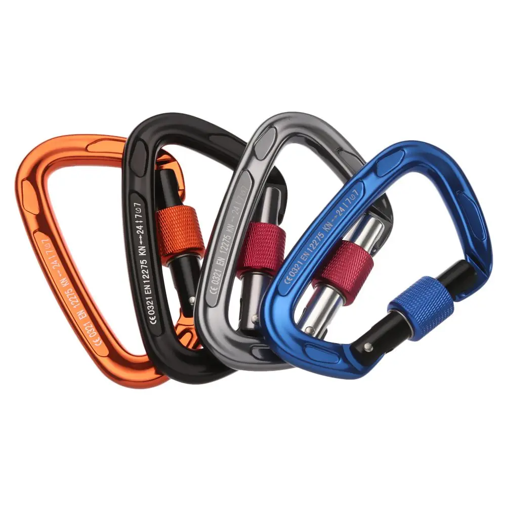 Climbing Carabiner 12/23/24/25KN Professional D Shape Safety Aluminum Key Hooks Security Master Lock Outdoor Hiking Tool