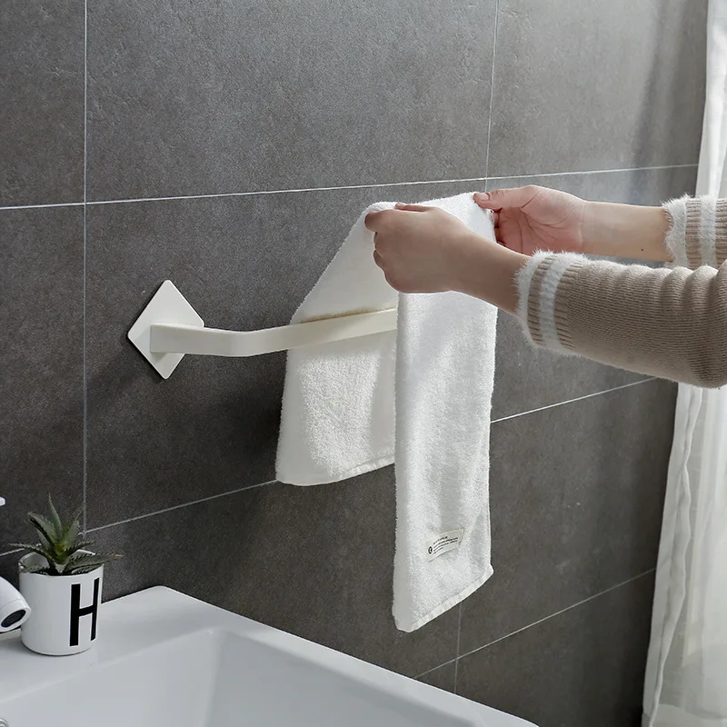 

Hole-Punched Towel Rack Towel Bar Single Pole Storage Shelf Wall Hanging Bathroom Toilet Bathroom Towel Rack