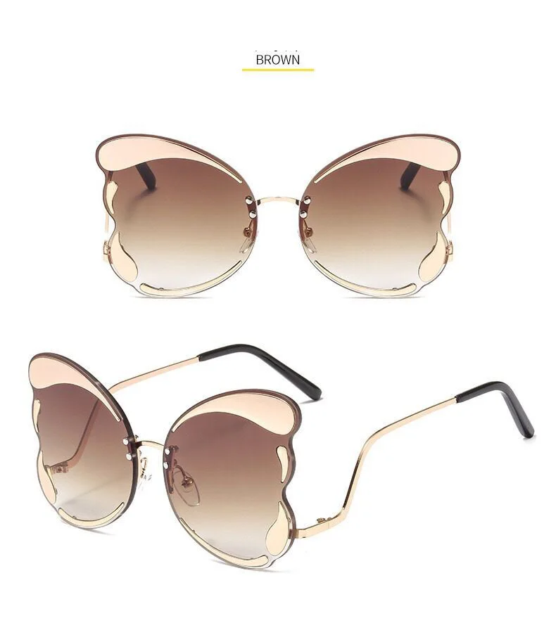 Бабочка кошачий глаз негабаритных солнцезащитных очков для женщин Роскошные брендовые дизайнерские Желтые красные Модные солнцезащитные очки для женщин трендовые тени UV400 - Цвет линз: 2 tea