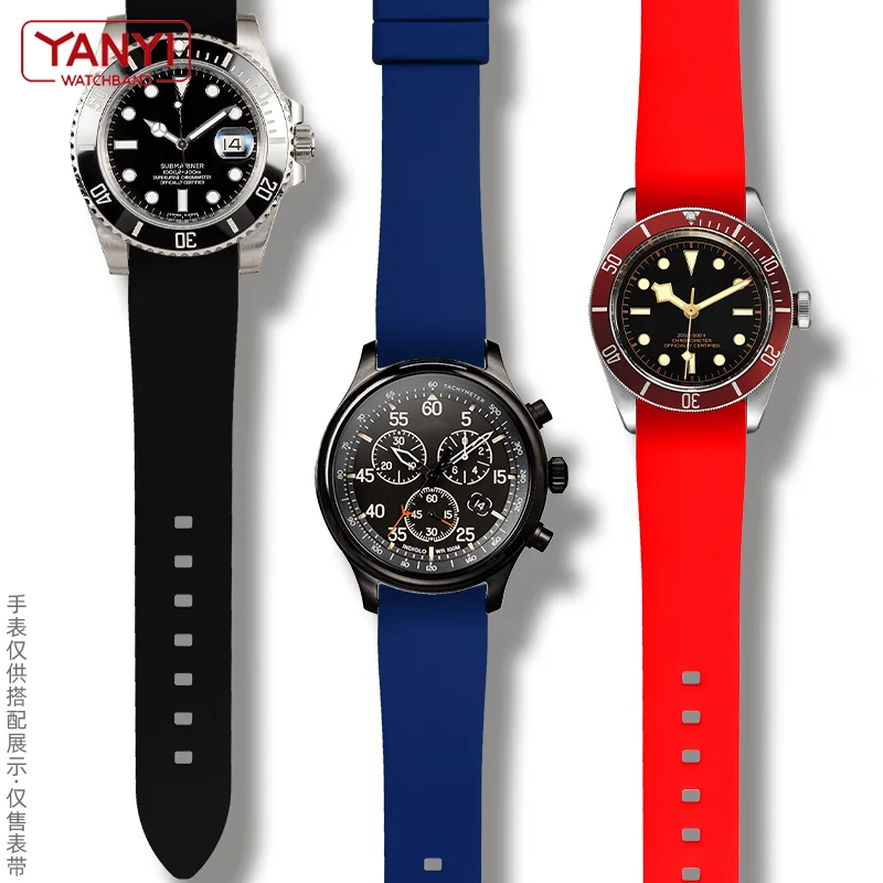 Premium Curved End Rubber Watchband - Multiple Sizes Available