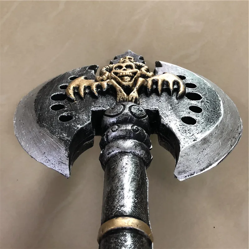 Косплей реквизит на Хэллоуин 1:1 рыцарь Orc Двухсторонний черный топор оружие для