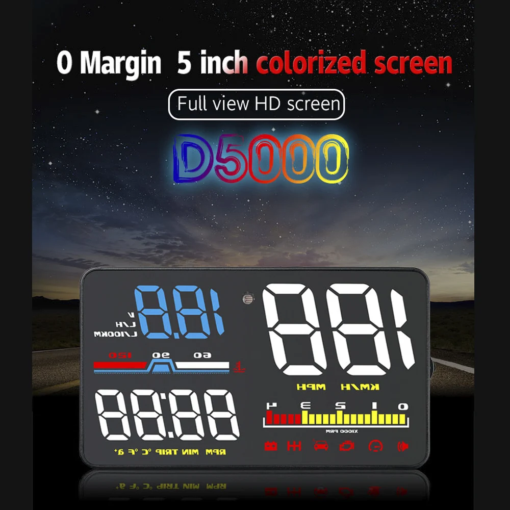 HUD ÷ D5000  ũ  ӵ, OBD2  ,   溸, ڵ  ÷