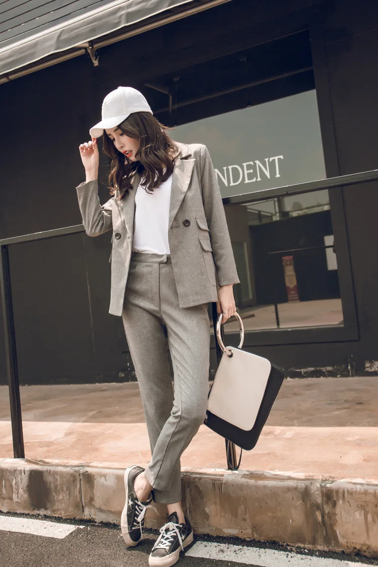 

2019 Spring And Autumn Europe And America Casual Ol Formal Wear WOMEN'S Suit Work Clothes Women's Loose-Fit Suit Trousers Coat