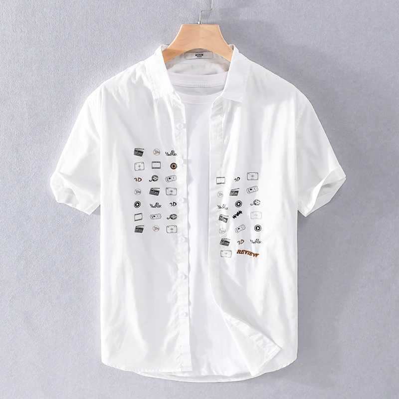 

2021 Summer new style Suehaiwe's brand Italy pure cotton shirt men short sleeve white fashion shirts for men camisa chemise tops