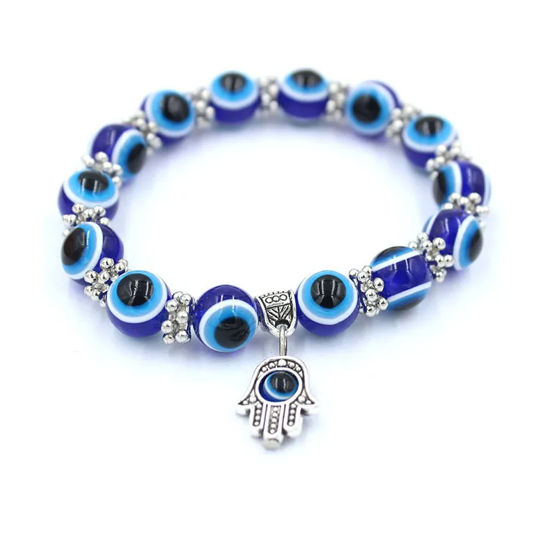 

10mm Resin Beads Bracelet Hand Pendant Elastic Cord Demon Eye Hot Selling Turkish Jewelry