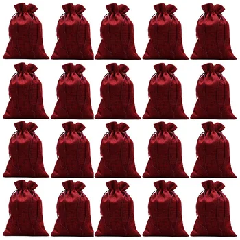 

5 inch x 7 inch Burlap Gift Pouches 50 Pack Drawstring Party Jewelry Wedding Favor Bag Candy Snack Sacks for DIY Craft Christmas