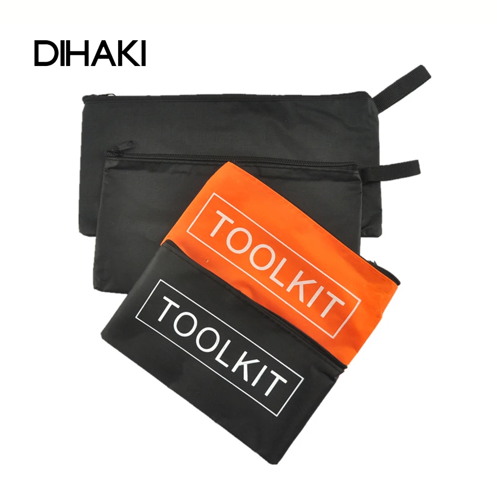 1pcs Zipper Storage Bags Waterproof Oxford Cloth Tool Bag Hardware Toolkits 195*105mm Storage Handbag Black Orange Dropshipping small tool pouch