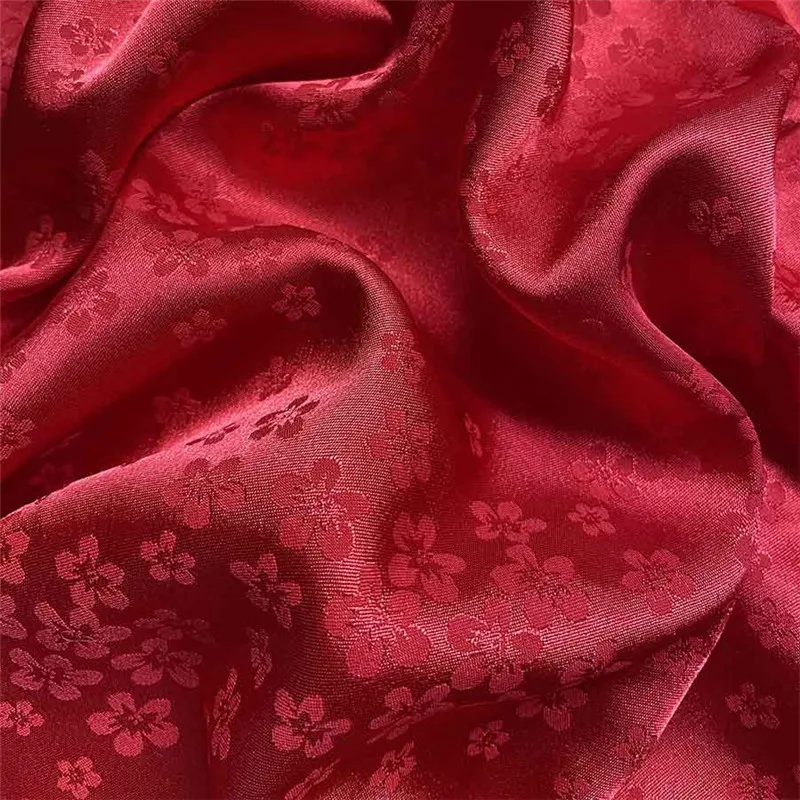 CF984 Noble Embossment Pattern Red Flowers Jacquard Brocade Fabric/Dress Clothings Fabrics/Home Textiles/Sewing Materials | Дом и сад