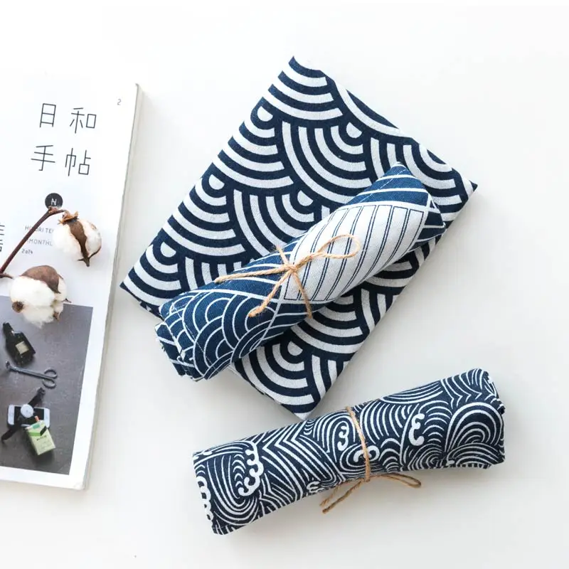

Japanese Wave Pattern Placemat Cotton Linen Napkin Food Background