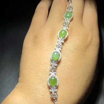 

Fine Jewelry Real 925 Steling Silver s925 100% Natural Green Jasper Gemstone Leopard Unisex Bracelets Christmas Gift