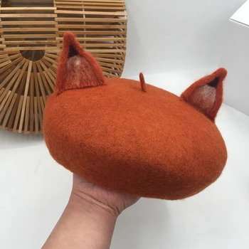 

Japanese beret wool hat Elf ears painter cloth autumn winter sweet minus age beret hat fashion