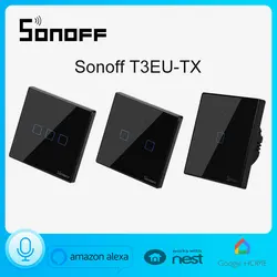 Интеллектуальный выключатель света Sonoff T3EU 1/2/3 серии TX 433 МГц RF Дистанционное управление Wi-Fi настенный выключатель света с границы работает