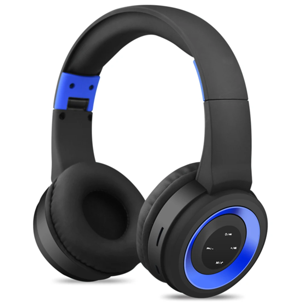 black blue Bluetooth наушники Складная Беспроводная гарнитура головная повязка громкой связи спортивные музыкальные наушники для FM PC мобильного телефона MP3 - Цвет: black blue