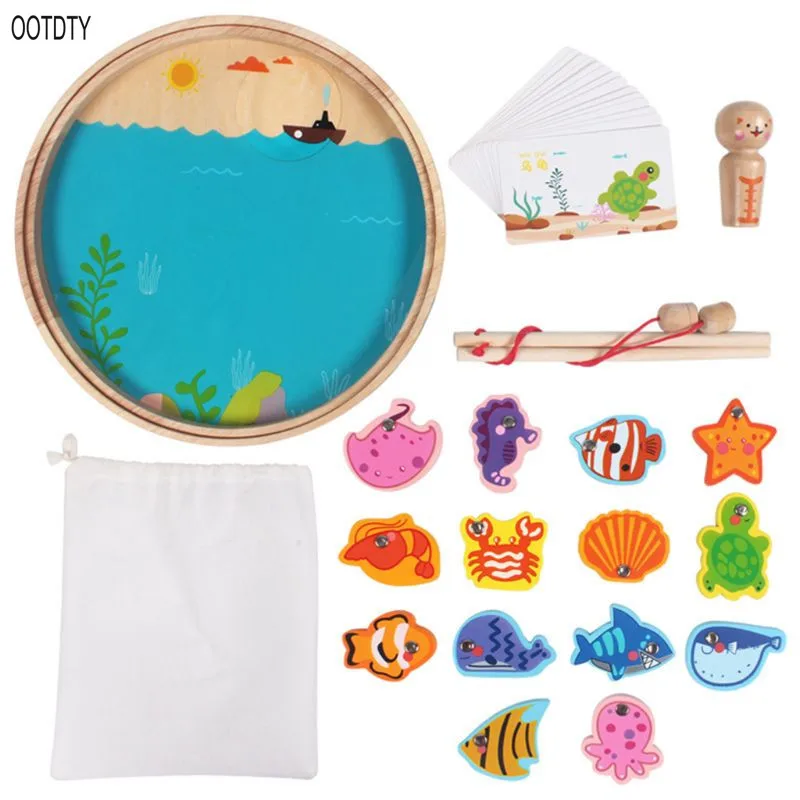 

OOTDTY Magnetic Wooden Fishing Game Toy for Toddlers Learning Educational Stem Toys For 2 3 4 Year Olds Girl Boy Kids