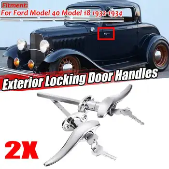 

New Chrome Silver Car Door Window Exterior Locking Door Handle Handles For Ford Model 40 Model 18 1932 1933 1934 TAC-H102 FLAT