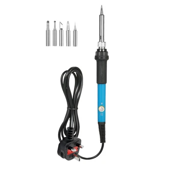 

60W Electric Adjustable Temperature Welding Soldering Iron + 5 Replacement Soldering Tips Set