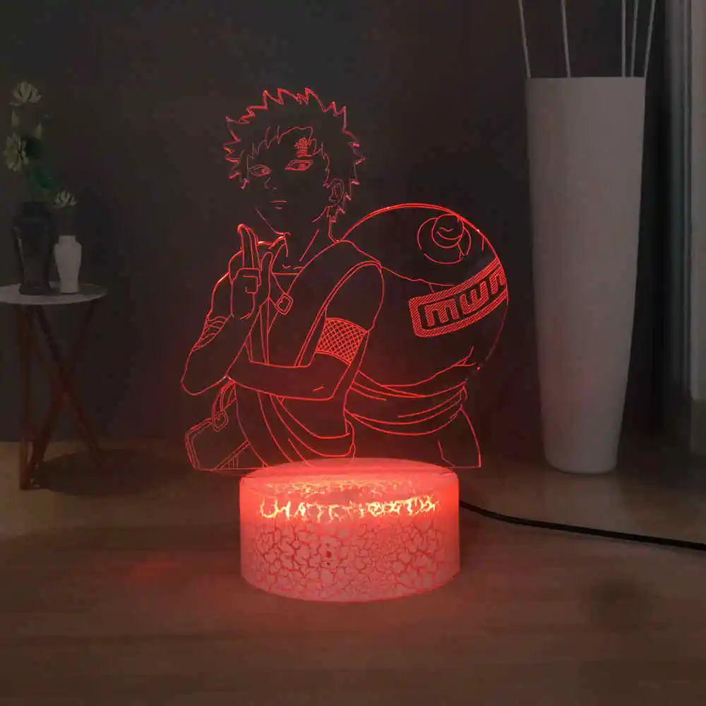 Naruto Shippūden LED Children Night Light Sabaku no Gaara RGB 7colorful Touch Lamp USB MINI Table