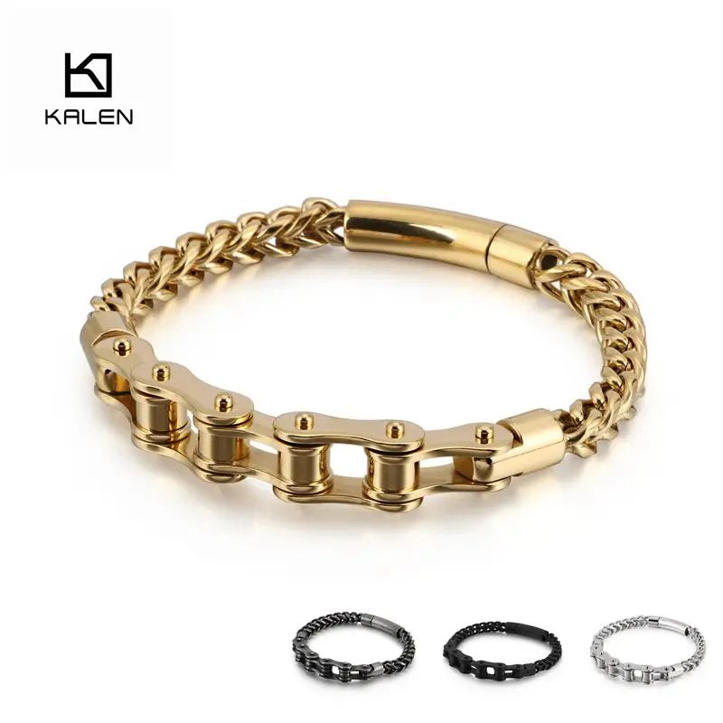 Итальянский Золотой браслет-цепочка из нержавеющей стали для мужчин и женщин 21 см черный/серебристый/матовый браслет-цепочка для байкеров ювелирные изделия