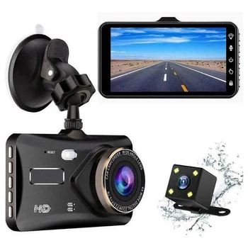 

1 Pc Touch Type Dual Lens Reversing Camera Video Driving Recorder-black Cycle Recording Night Vision Wide Angle Driving Recorder