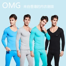 Мужское термобелье мужское с v-образным вырезом Молодежная утолщенная плюс бархатная осенняя одежда осенние брюки зимний базовый хлопковый свитер плотный Су