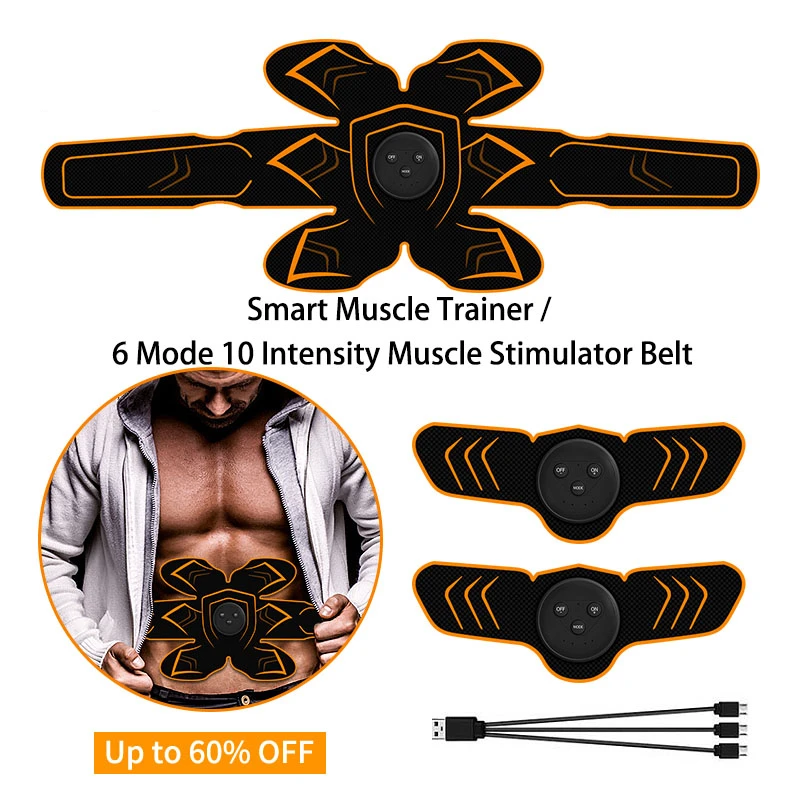 EMS Abdominal Massager Belt Health Care Arm Muscle Stimulator Silicone+Abs Shiatsu Smart Wireless Vibro Massage Physiotherapy