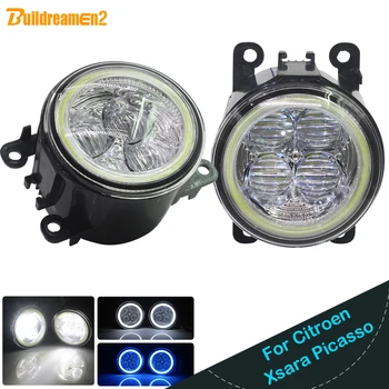 

Buildreamen2 2 X Car H11 LED Light Fog Light Angel Eye DRL Daytime Running Light 12V For Citroen Xsara Picasso MPV N68 1999-2015