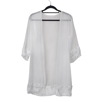

Fashion Women Tassel Kimono Summer Style Blouse Chiffon Cardigan Long Top Blouse Beach Cover Up Shirt