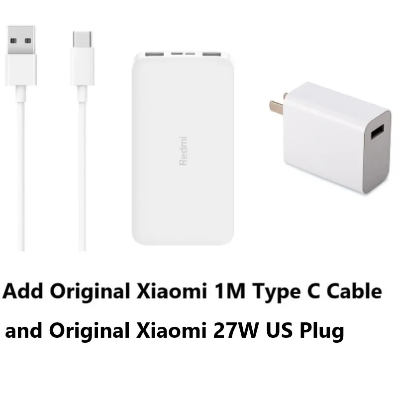 Set 2 Xiaomi Redmi внешний аккумулятор 20000 мАч 18 Вт QC3.0 внешний аккумулятор быстрая зарядка версия белый большой емкости внешний аккумулятор портативное зарядное устройство для телефона - Цвет: Set 2