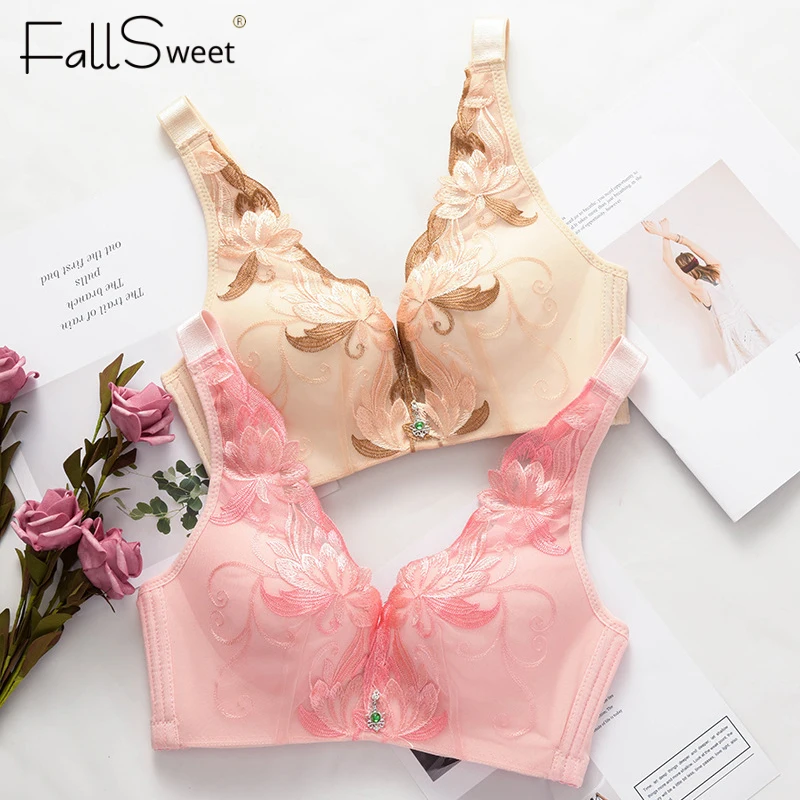 FallSweet, вышивка, сексуальный бюстгальтер, пуш-ап, женское нижнее белье, кружевное нижнее белье, от 34 до 38