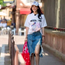 Женская новая рваная Джинсовая юбка синяя Мода хлопок облегающие джинсы