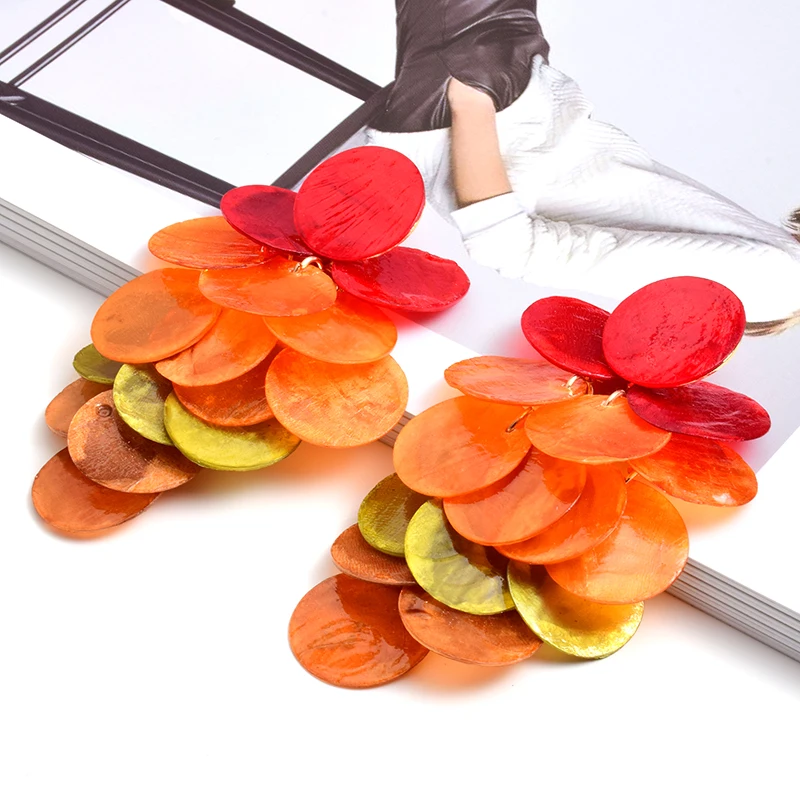 Shell Long Drop Earrings Colorful For Women drop earrings,dangle earrings,long earrings