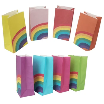 

40pcs Kraft Paper Bags Rainbow Food Tea Gift Bags Sandwich Bread Bags Party Wedding Supplies Wrapping Gift Takeout Take Out Bags