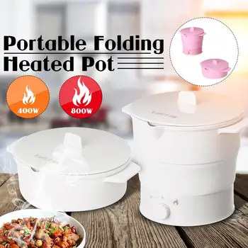 

220-240V Folding Electric Cooking Pot Multifunction home Mini Cooker Machine Non-stick/Stainless Steel Inner Food Grade Silicone