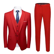 

2020 New Solid Color Suit Set Fashion Male Business Casual Traje Hombre Married Groom Large Size Three Pieces for Men