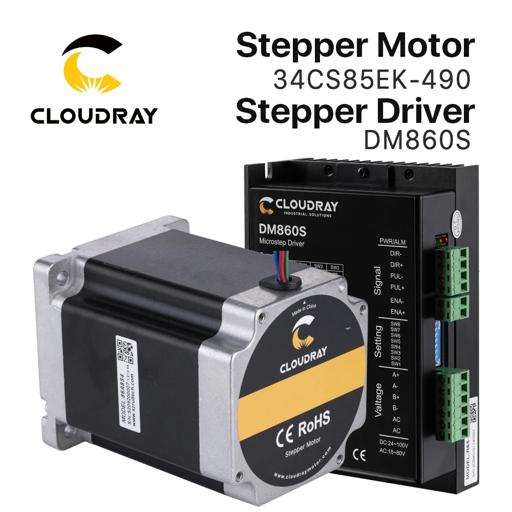 US $99.74 Cloudray Nema 34 Open Loop Stepper Motor Driver Kit 85Nm 49A DM860S 24A72A for 3D printer CNC Engraving Milling Machine