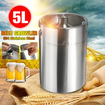 

5L Mini Beer Keg Stainless Steel Pressurized Growler for Craft Beer Dispenser System Home Brew Beer Brewing