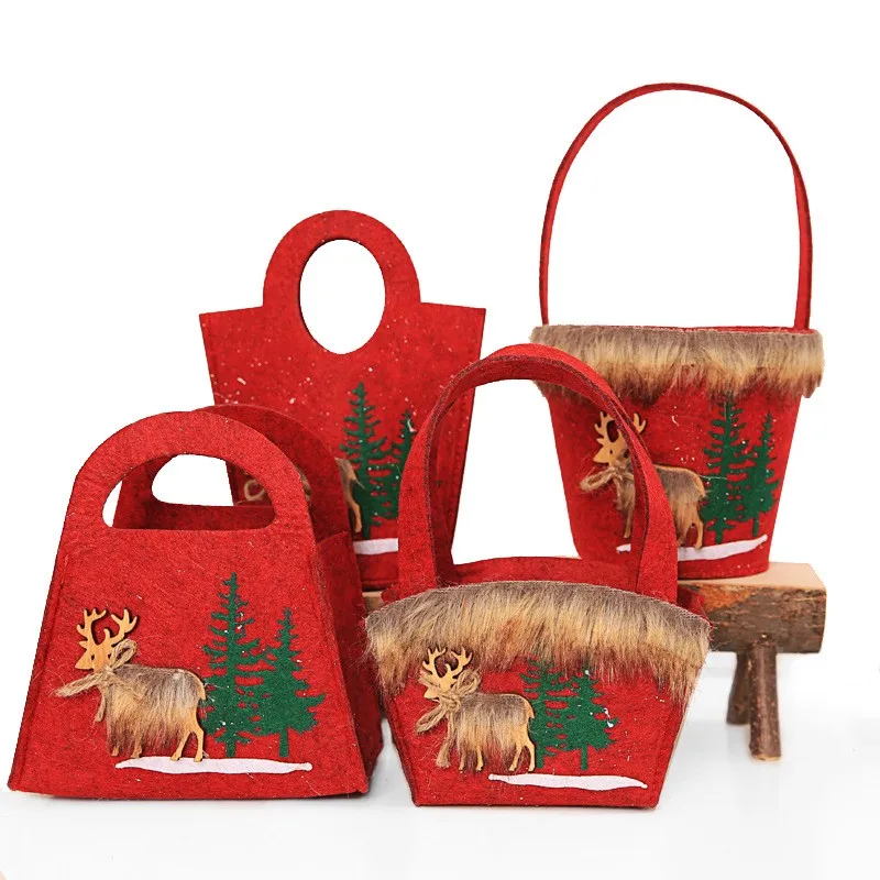 Christmas Hangbag Simple Korean Style Creative Cartoon New Christmas Gift Bag Candy Bag Christmas Decoration Package 30H