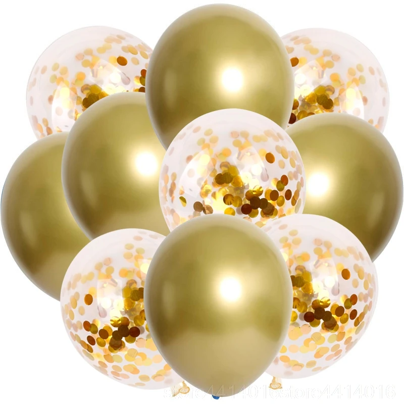 10 шт. 12 дюймов металлические конфетти латексные шары многоцветные толстые хромированные металлические цветные надувные шары для свадьбы и дня рождения вечерние Декор 5w - Цвет: Gold 1