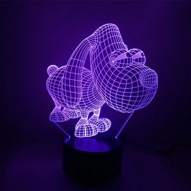 

Similing Dog 7 Color Lamp 3d Visual Led Night Lights For Kids Touch Usb Table Lampara Lampe Baby Sleeping Nightlight