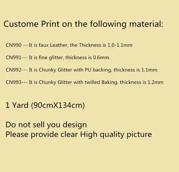 

Custom Prints on Faux Leather Fine Glitter Chunky Glitter Fabric According Your Designs Printed CN999