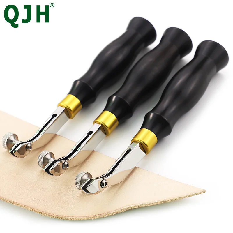Ebony Handle Adjustable Stainless Steel Creaser Press Sideline Edge Ebony Handle Leather Craft Tool DIY 0.5/1.2/1.5mm Craft Tool