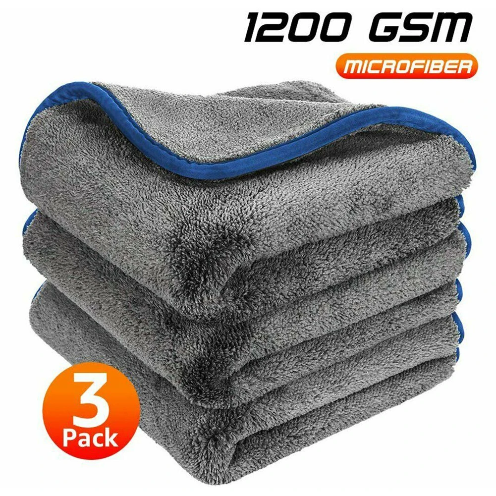 3pcs 1200gsm Microfibre Car Cleaning Cloths Car Drying Towel Car