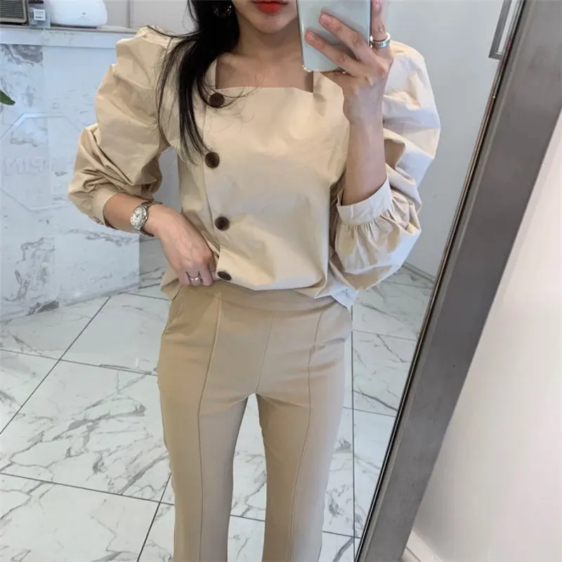 

Alien Kitty Autumn Simple Women Fresh 2019 Square Collar Solid New Arrival Office Ladies Casual Fashion Sweet All Match Shirt